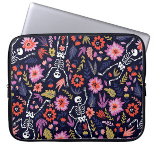 Housse Pour Ordinateur Portable Squelettes dansants dans le jardin fleuri motif