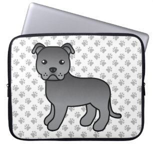 Housse Pour Ordinateur Portable Staffie anglais bleu Chien de dessin animé mignon