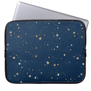 Housse Pour Ordinateur Portable Star d'or sur le Motif de nuit bleu