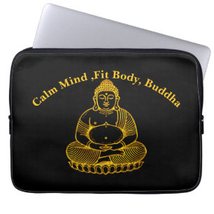 Housse Pour Ordinateur Portable Statue du Bouddha d'or méditant dans une pose pais