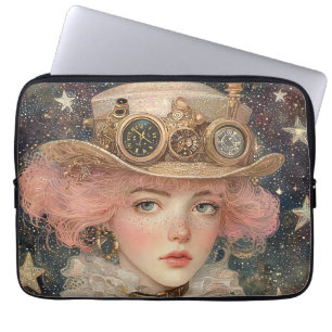 Housse Pour Ordinateur Portable Steampunk à ailes roses Jeune femme adulte