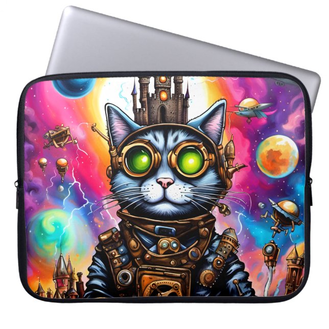 Housse Pour Ordinateur Portable Steampunk Space Chat I (Devant)