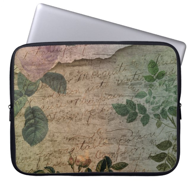 Housse Pour Ordinateur Portable Steampunk Torn Rose | Ephémère Vintage en détresse (Devant)