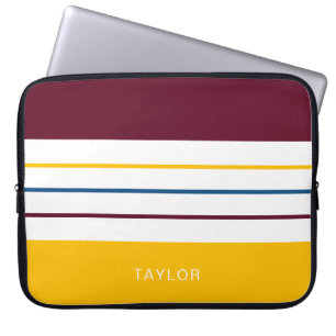 Housse Pour Ordinateur Portable Stripes automnales modernes avec nom