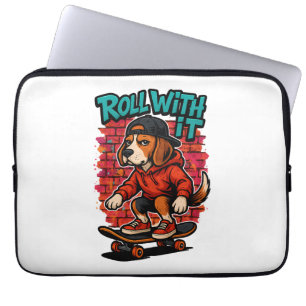 Housse Pour Ordinateur Portable Style de rue Beagle Skateboard Graffiti Art