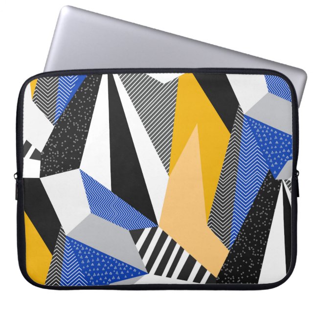 Housse Pour Ordinateur Portable Style Memphis : Collage géométrique créatif. (Devant)