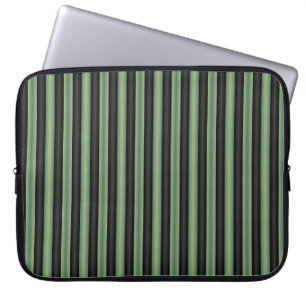 Housse Pour Ordinateur Portable Style Vintage Olive Sage Vert noir 3D rayé