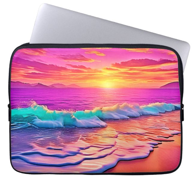 Housse Pour Ordinateur Portable Sunset Beach Waves Design (Devant)