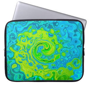 Housse Pour Ordinateur Portable Super Chartreuse et Aquamarine Liquide Swirl