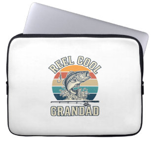 Housse Pour Ordinateur Portable Super Papy Pêche Vintage T-Shirt Coucher de Soleil