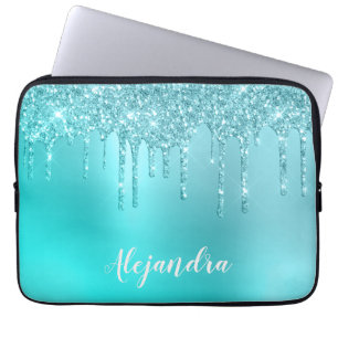 Housse Pour Ordinateur Portable Superbes gouttes de menthe bleu aqua & parties sci