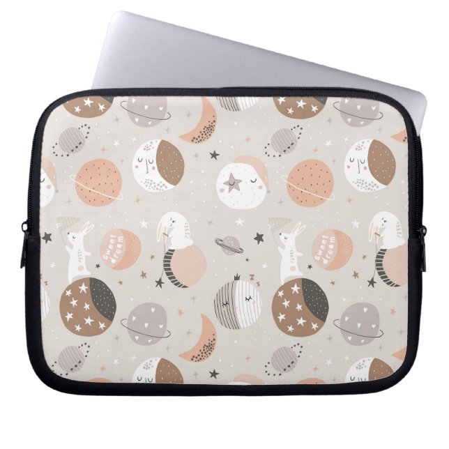 Housse Pour Ordinateur Portable Sweat Dream Bunnies In Space Pattern (Devant)