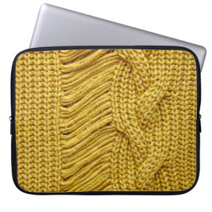 Housse Pour Ordinateur Portable Sweater jaune douillet : Arrière - plan texturé