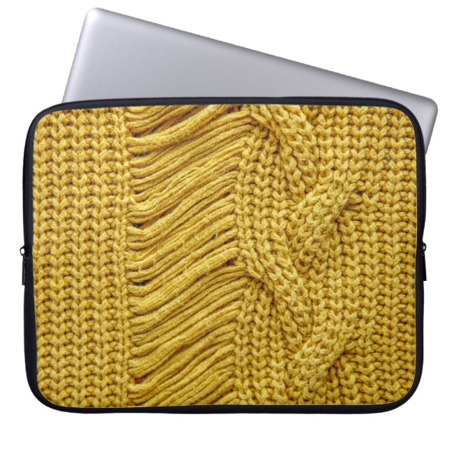 Housse Pour Ordinateur Portable Sweater jaune douillet : Arrière - plan texturé (Devant)