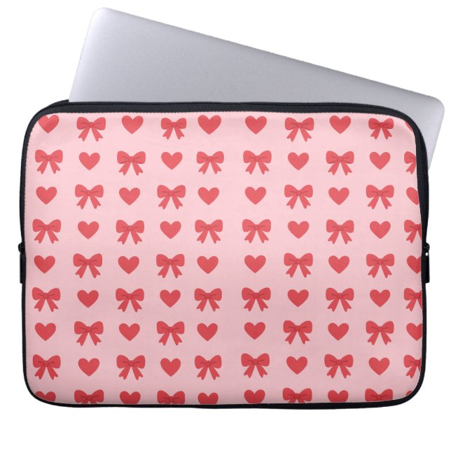 Housse Pour Ordinateur Portable Sweet Pink Hearts & Bows Pattern (Devant)