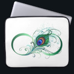 Housse Pour Ordinateur Portable Symbole de l'Infinity<br><div class="desc">Le symbole de l'infinity with a bright,  green,  artistic peacock feather on a white background. Tattoo style.</div>