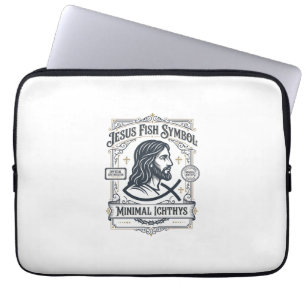 Housse Pour Ordinateur Portable Symbole de poisson Jésus Ichthys minimal Poisson d