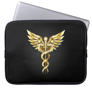 Housse Pour Ordinateur Portable Symbole Polygonal Or Caduceus