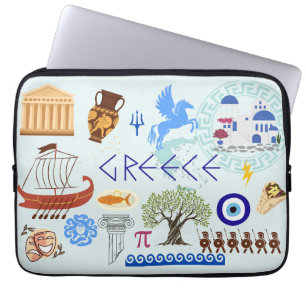 Housse Pour Ordinateur Portable Symboles grecs Amateurs de voyage