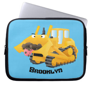 Housse Pour Ordinateur Portable Sympa joli caractère de dessin animé au bulldozer