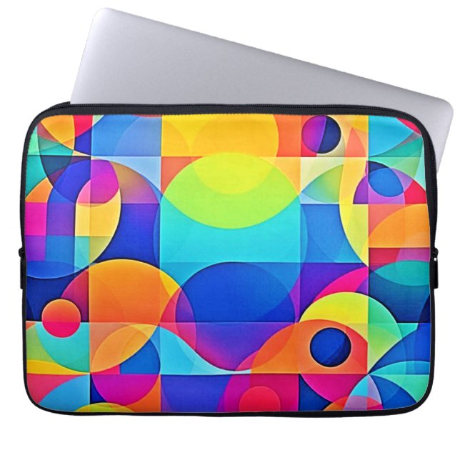 Housse Pour Ordinateur Portable Symphonie de couleurs géométriques (Devant)