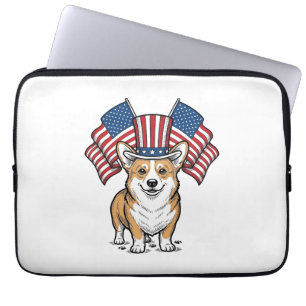 Housse Pour Ordinateur Portable T-shirt avec gravure vintage de chien Corgi patrio