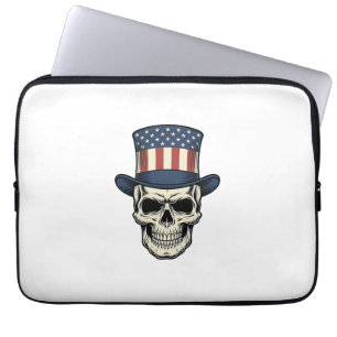 Housse Pour Ordinateur Portable T-shirt avec gravure vintage de crâne patriotique_