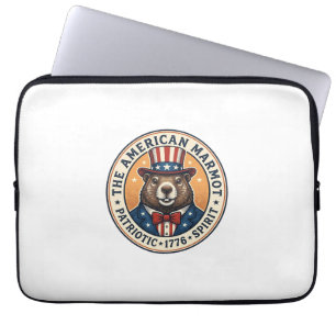 Housse Pour Ordinateur Portable T-shirt avec gravure vintage de marmotte patriotiq