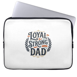 Housse Pour Ordinateur Portable T-shirt avec gravure vintage Papa loyal et fort De