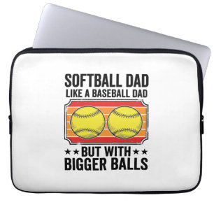 Housse Pour Ordinateur Portable T-shirt avec gravure vintage Papa Softball Boules