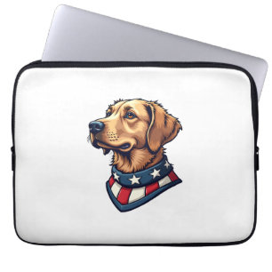 Housse Pour Ordinateur Portable T-Shirt Chien Vintage Mascotte Retriever Patriotiq