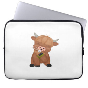 Housse Pour Ordinateur Portable T-shirt classique de la vache de Highland et du ch