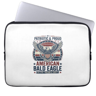 Housse Pour Ordinateur Portable T-Shirt décontracté vintage aigle chauve patriotiq