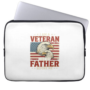 Housse Pour Ordinateur Portable T-shirt Eagle Vétéran comme mon père avant moi_1