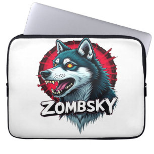 Housse Pour Ordinateur Portable T-Shirt essentiel pour Halloween Chien zombie Sibe