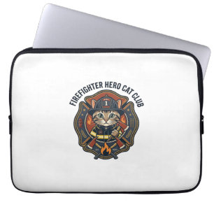 Housse Pour Ordinateur Portable T-shirt graphique chat héros pompier - Feu