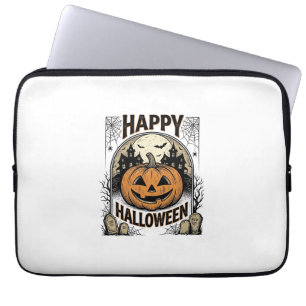 Housse Pour Ordinateur Portable T-shirt Halloween Citrouille Cimetière Vintage Art