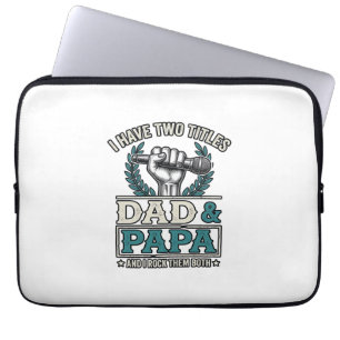 Housse Pour Ordinateur Portable T-shirt micro vintage titres Papa et Papa_