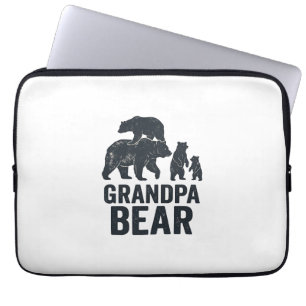 Housse Pour Ordinateur Portable T-shirt ours ours papy vintage gravure famille our