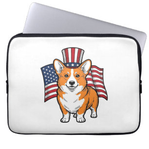 Housse Pour Ordinateur Portable T-shirt patriotique avec gravure vintage de Corgi_