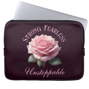 Housse Pour Ordinateur Portable T-shirt rose rose et sans peur
