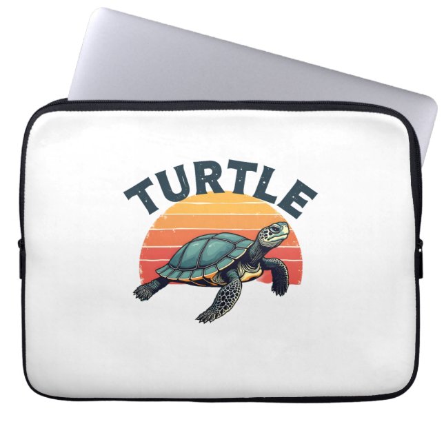 Housse Pour Ordinateur Portable T-Shirt Tortue Rétro (Devant)