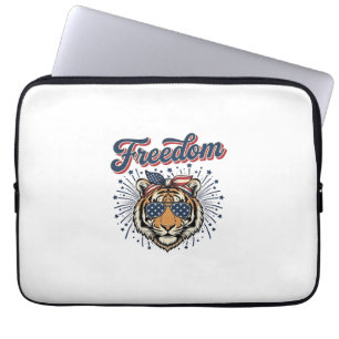 Housse Pour Ordinateur Portable T-shirt vintage gravure Freedom Tiger patriotique_