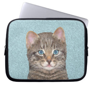 Housse Pour Ordinateur Portable Tabby Gris Peinture Chat - Cute Original Art Chat