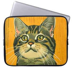 Housse Pour Ordinateur Portable Tabby gris rayé minimaliste