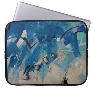 Housse Pour Ordinateur Portable Tableau abstrait bleu et blanc