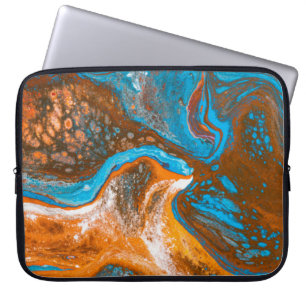 Housse Pour Ordinateur Portable Tableau abstrait bleu et marron
