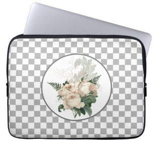 Housse Pour Ordinateur Portable Tableau de contrôle vintage des roses blanches