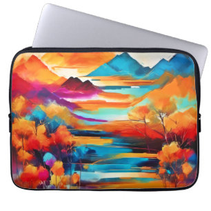 Housse Pour Ordinateur Portable Tableau du coucher de soleil de montagne