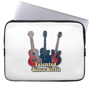 Housse Pour Ordinateur Portable Talentueux depuis la naissance. guitares rétro col